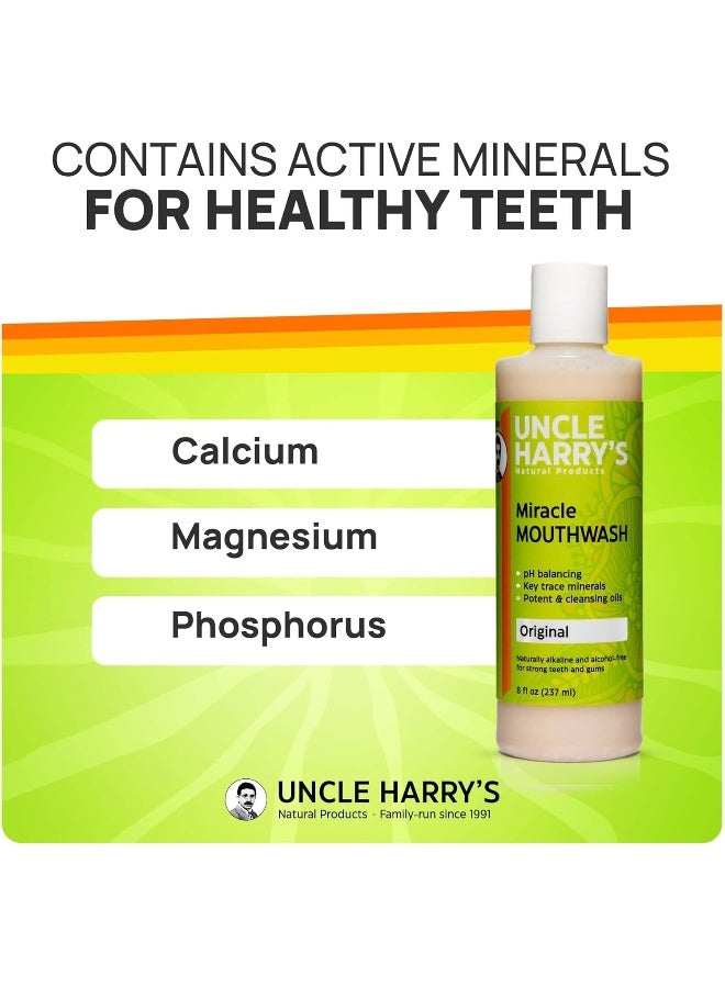 Uncle Harry's Natural Alkalizing Miracle Mouthwash - Balances pH & Soothes Throat While Freshening Breath (8 fl. oz.) - Image 3